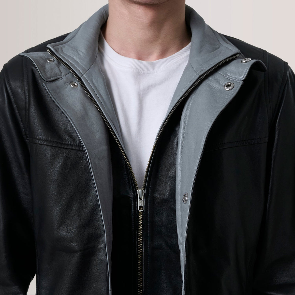 Henrik Black Leather Cafe Racer Jacket