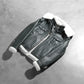 Interior view of the Fiona leather jacket highlighting the fully lined, plush faux fur inner shell for maximum warmth.