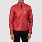 Ionic Red Leather Biker Jacket
