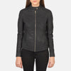 Kelsee Distressed Black Leather Biker Jacket