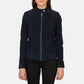 Kelsee Navy Blue Suede Biker Jacket