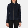 Kelsee Navy Blue Suede Biker Jacket