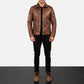 Lavendard Brown Leather Biker Jacket