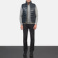 Reeves Blue Leather Puffer Vest