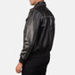 Aaron Black Leather Bomber Jacket