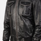 Aaron Black Leather Bomber Jacket
