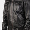 Aaron Black Leather Bomber Jacket