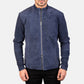 Charcoal Navy Blue Suede Biker Jacket