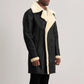 Charles Tumbled Black Leather Shearling Double-Breasted Coat