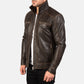 Hudson Brown Leather Biker Jacket