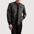 Sven Distressed Brown Leather Bomber Jacket