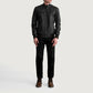 Sven Tumbled Brown Leather Bomber Jacket