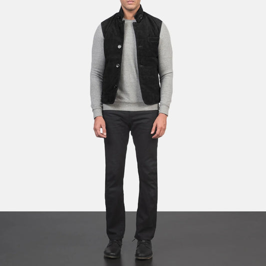 Tony Black Suede Vest