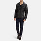 Black Studded Leather Biker Jacket