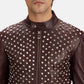 Blix Bono Maroon Leather Biker Jacket