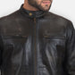 Rustic Black Leather Biker Jacket