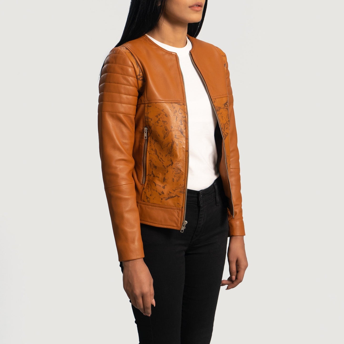 Back view of the Sandy Tan Dye leather biker jacket from Layzal Jackets.