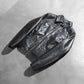 Close up of the sturdy front zipper closure and hardware on the jacket.