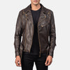 Vincent Brown Leather Biker Jacket