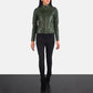 Adalyn Quilted Green Leather Biker Jacket