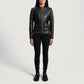 Haley Ray Black Leather Biker Jacket