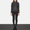 Kelsee Distressed Black Leather Biker Jacket