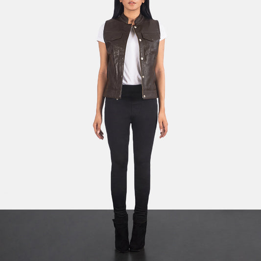 Rayne Moto Brown Leather Vest