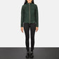 Lifestyle shot of the Rumella Green suede biker jacket available at Layzal Jackets.