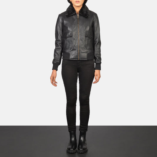 Stella G-1 Black Leather Bomber Jacket