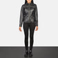 Lifestyle shot of the Tomachi Black leather jacket available at Layzal Jackets.