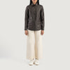 Zenith Brown Leather Shirt Jacket