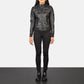 Lifestyle shot of the Sleeky Clean tan leather biker jacket available at Layzal Jackets.