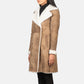 Amie Distressed Brown Double Breasted Shearling Coat