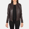 Bliss Maroon Leather Bomber Jacket