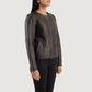 Full back view of the brown sheepskin leather jacket showcasing the smooth, clean panels and premium semi aniline finish.