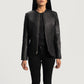 Back view of the Nexi quilted black leather jacket from Layzal Jackets.