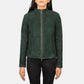 Full side profile of the Rumella jacket showcasing the refined suede silhouette.