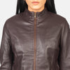 Rumella Maroon Leather Biker Jacket