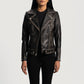 Front view of the Rumy Distressed Brown leather biker jacket by Layzal Jackets.