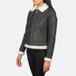 Sherilyn B-3 Black & White Leather Bomber Jacket