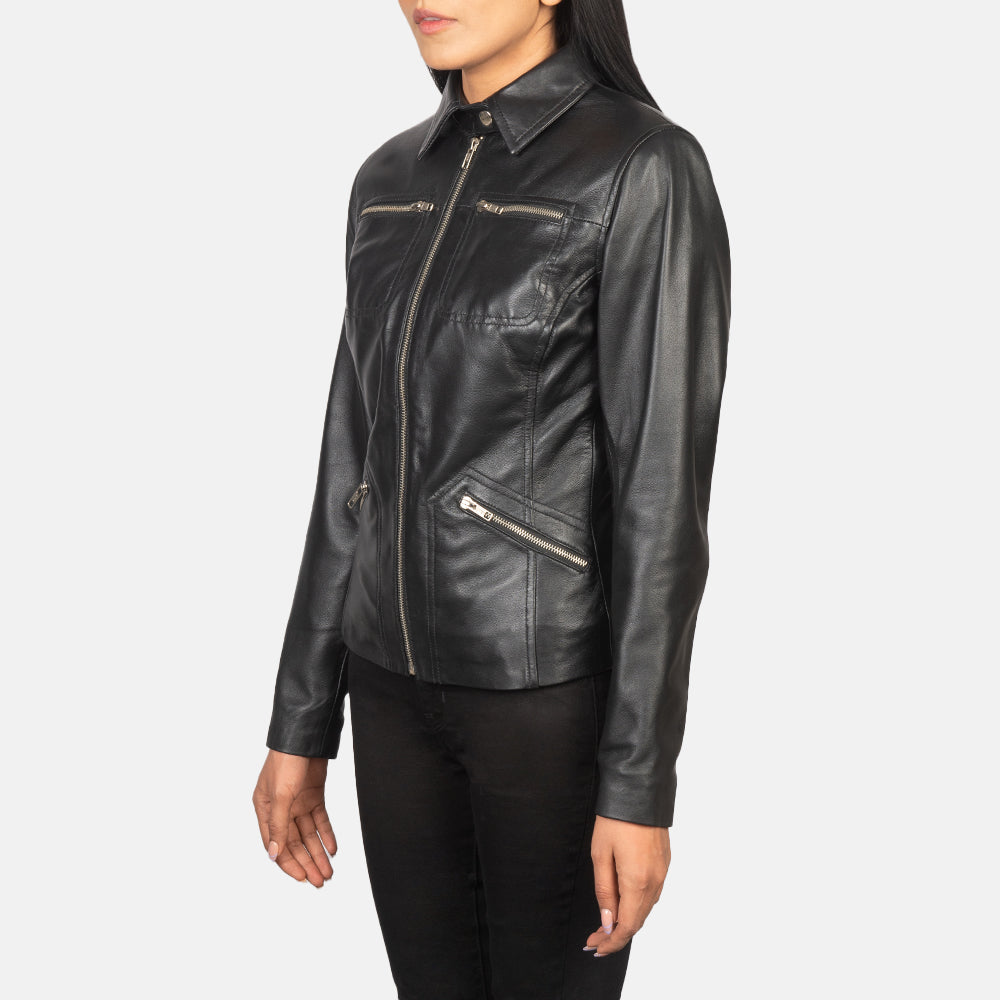 Back view of the Tomachi Black leather jacket from Layzal Jackets.