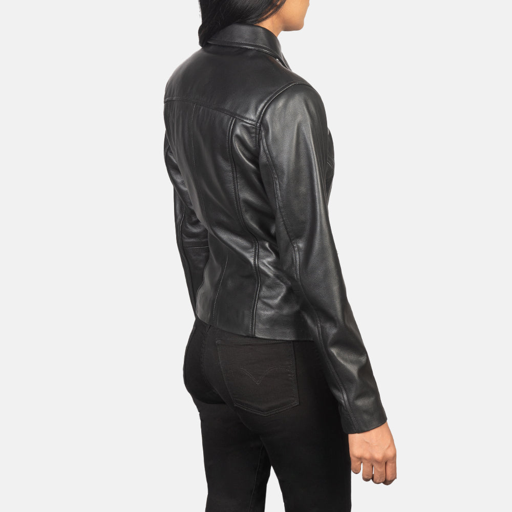 Detail of the durable quilted polyester lining inside the black leather piece.