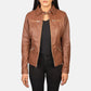 Front view of the Tomachi Brown leather jacket by Layzal Jackets.