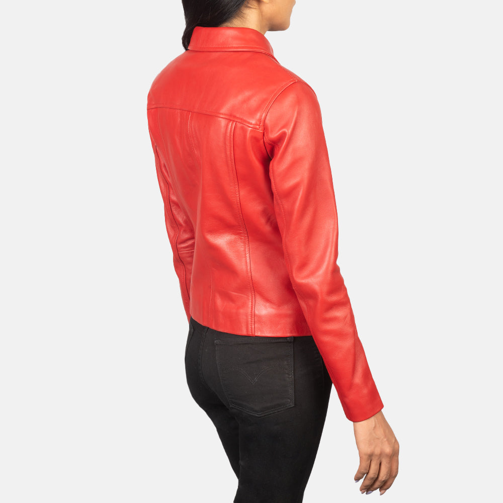 Detail of the durable quilted polyester lining inside the red leather piece.