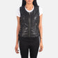 Vanda Black Leather Biker Vest