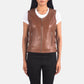 Vanda Brown Leather Biker Vest
