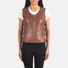 Vanda Brown Leather Biker Vest