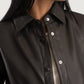 Inside look at the Zenith leather shirt jacket showcasing the clean, comfortable plain inner lining.