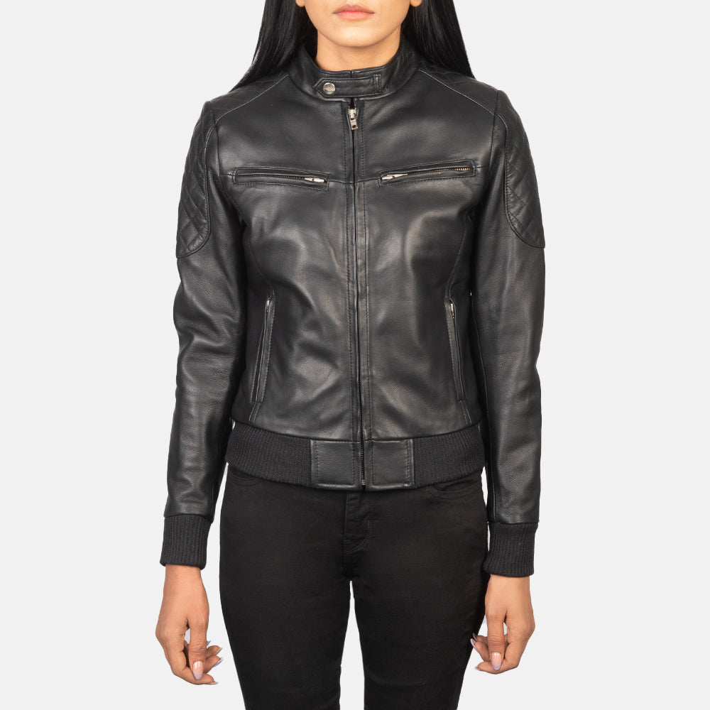 Close up of premium tan brown aniline sheepskin leather texture on a biker jacket.