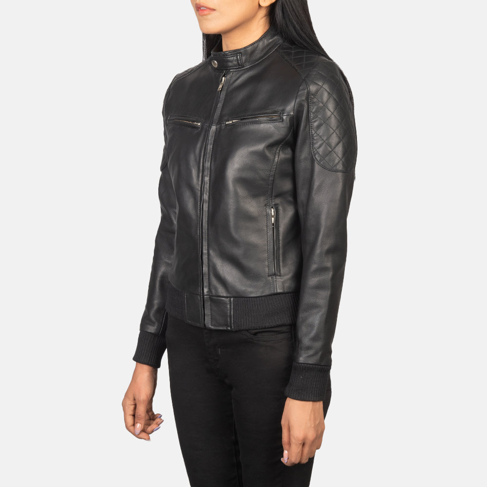 Back view of the Sleeky Clean tan leather biker jacket from Layzal Jackets.